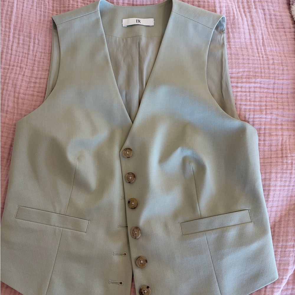 Banana Republic Sage Green Button Vest